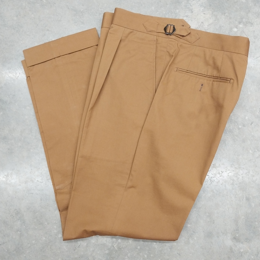 Tan Dress Pants with Flat Front Design